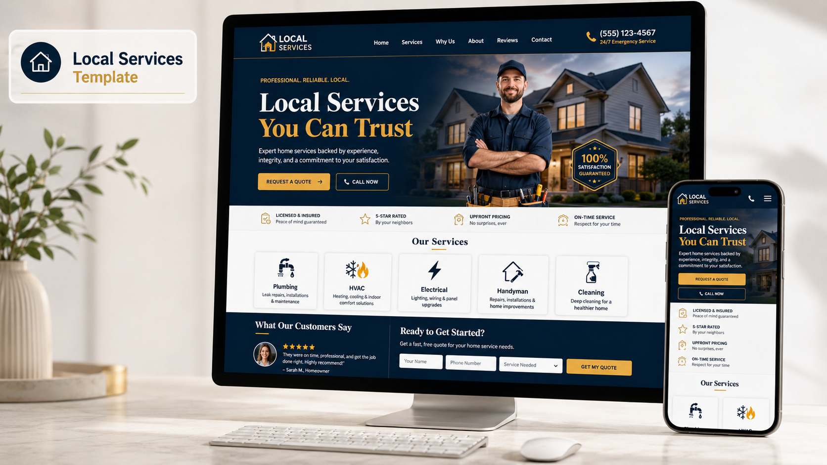 Selected website template preview